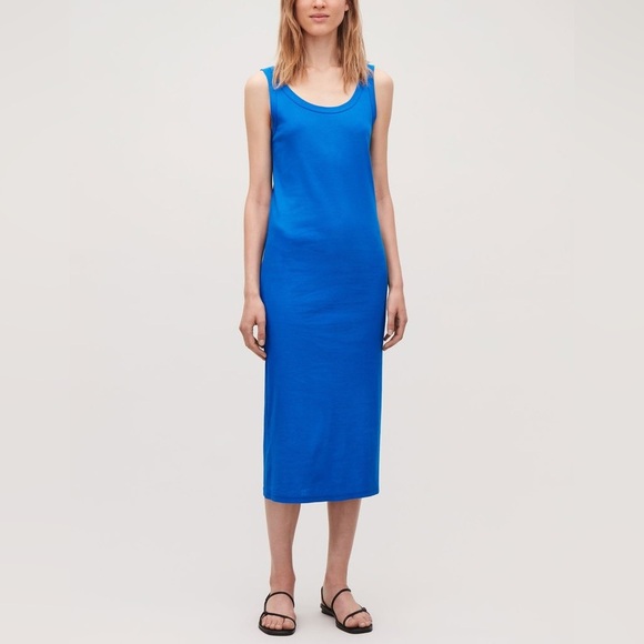COS Dresses & Skirts - COS Ribbed Cotton Tank Midi Dress Cerulean Blue Size XS
